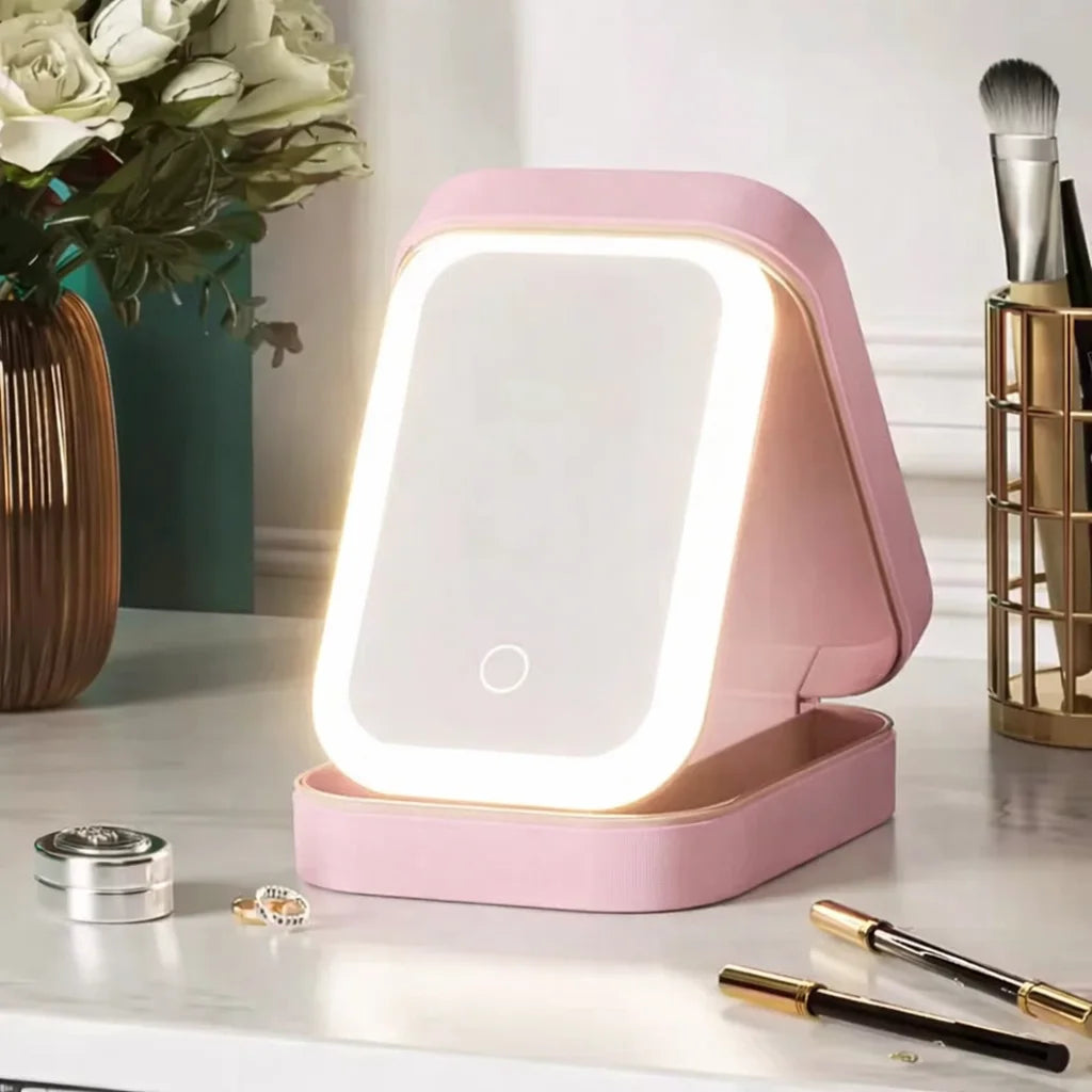 Makeup Organizer Box with LED Mirror