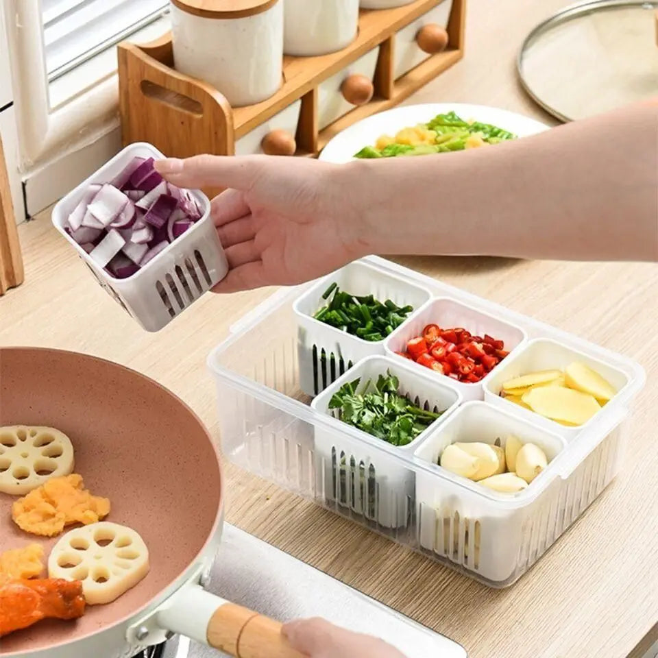 6 Grid Fridge Food Storage Container