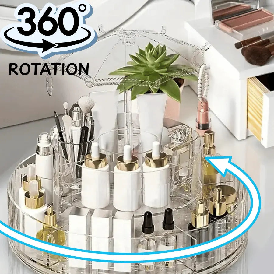 360° Rotating Makeup Organizer with Umbrella