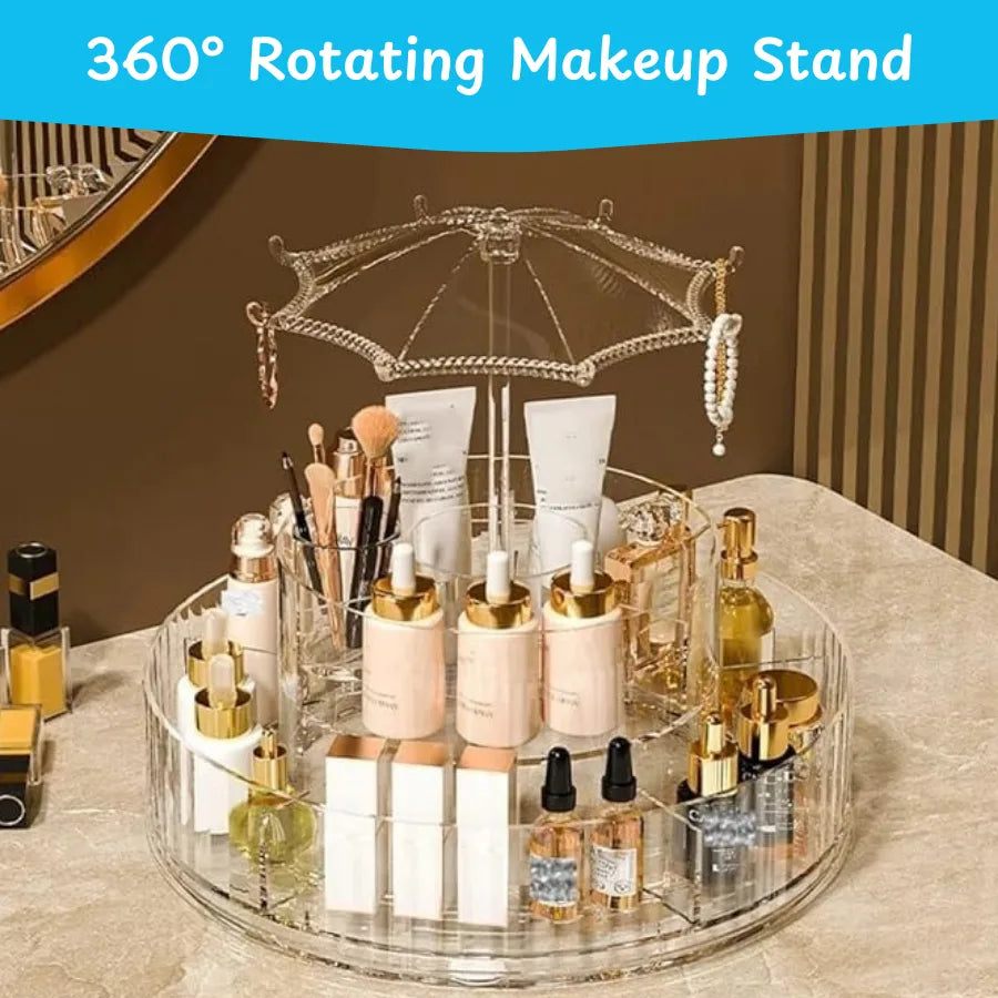 360° Rotating Makeup Organizer with Umbrella