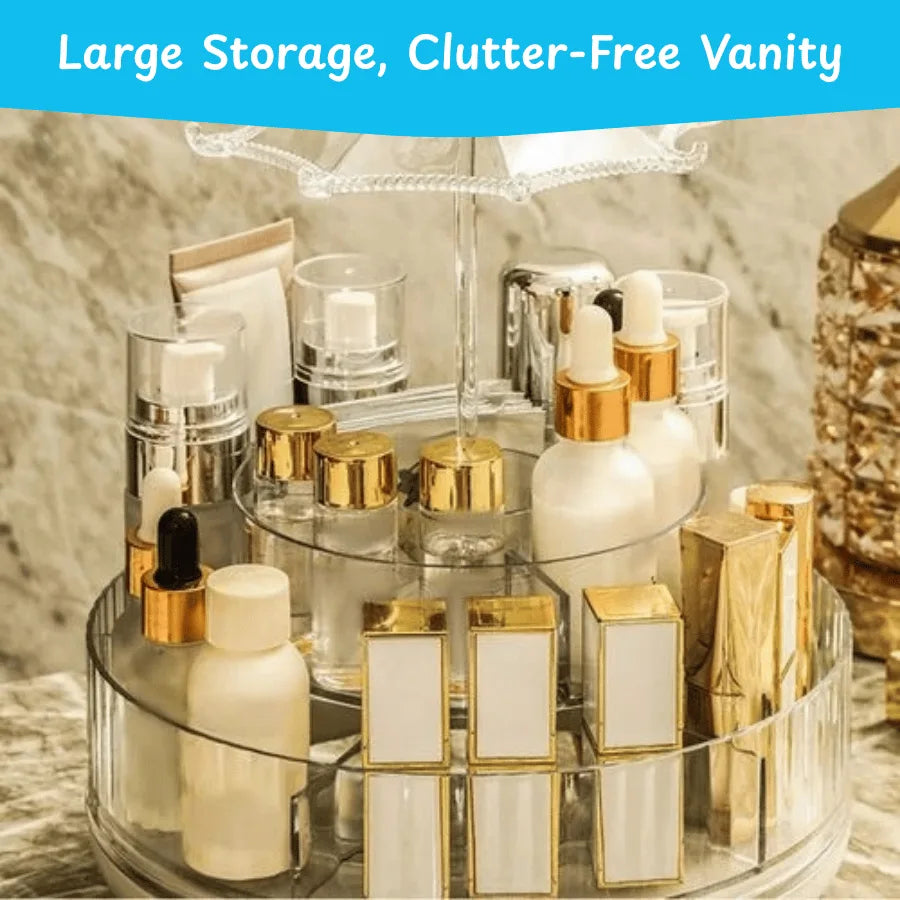 360° Rotating Makeup Organizer with Umbrella