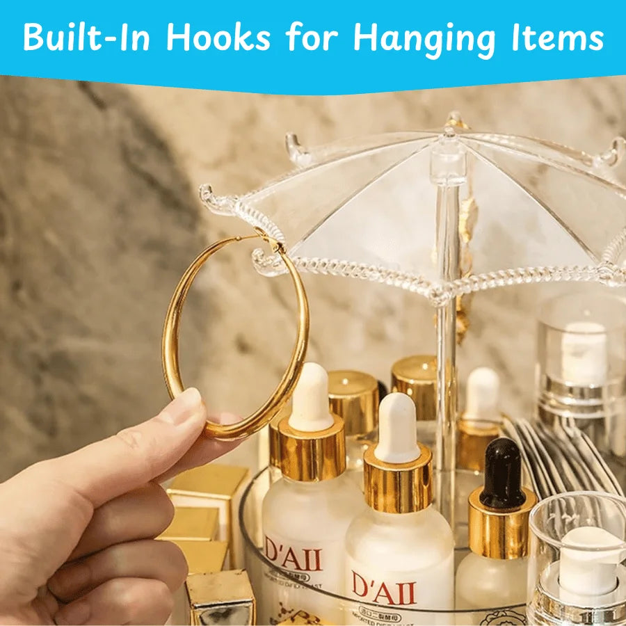 360° Rotating Makeup Organizer with Umbrella