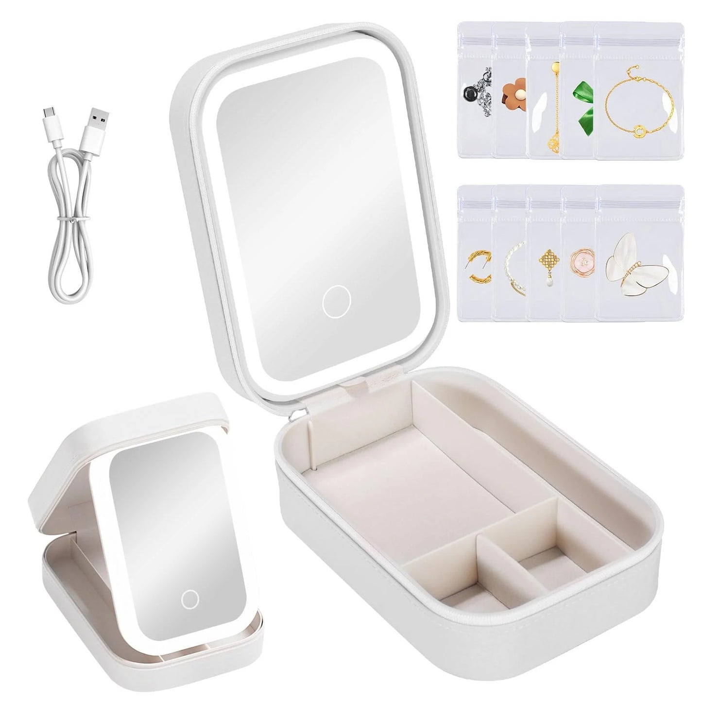 Makeup Organizer Box with LED Mirror