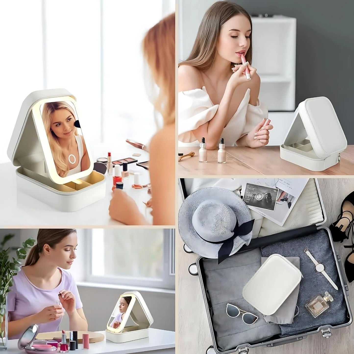 Makeup Organizer Box with LED Mirror